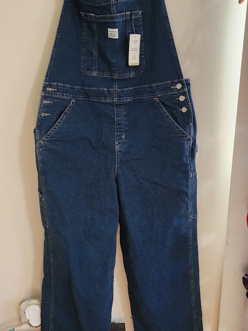 NWT Levi Strauss Signature '90s Overall Dark Wash Denim Wide Leg XL